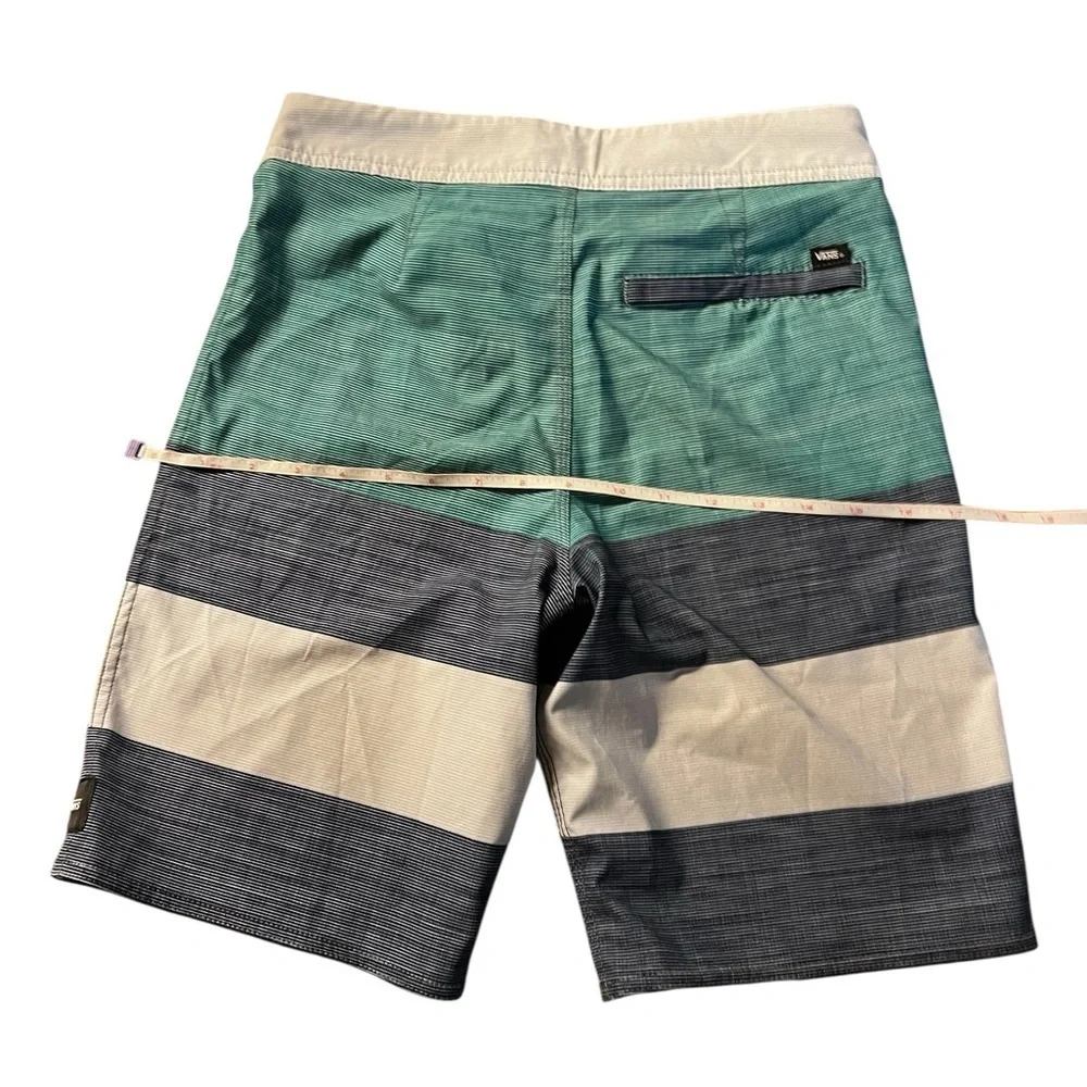 Vans Green, Blue and White Board Shorts with Color-Blocked Design Boys Size 12